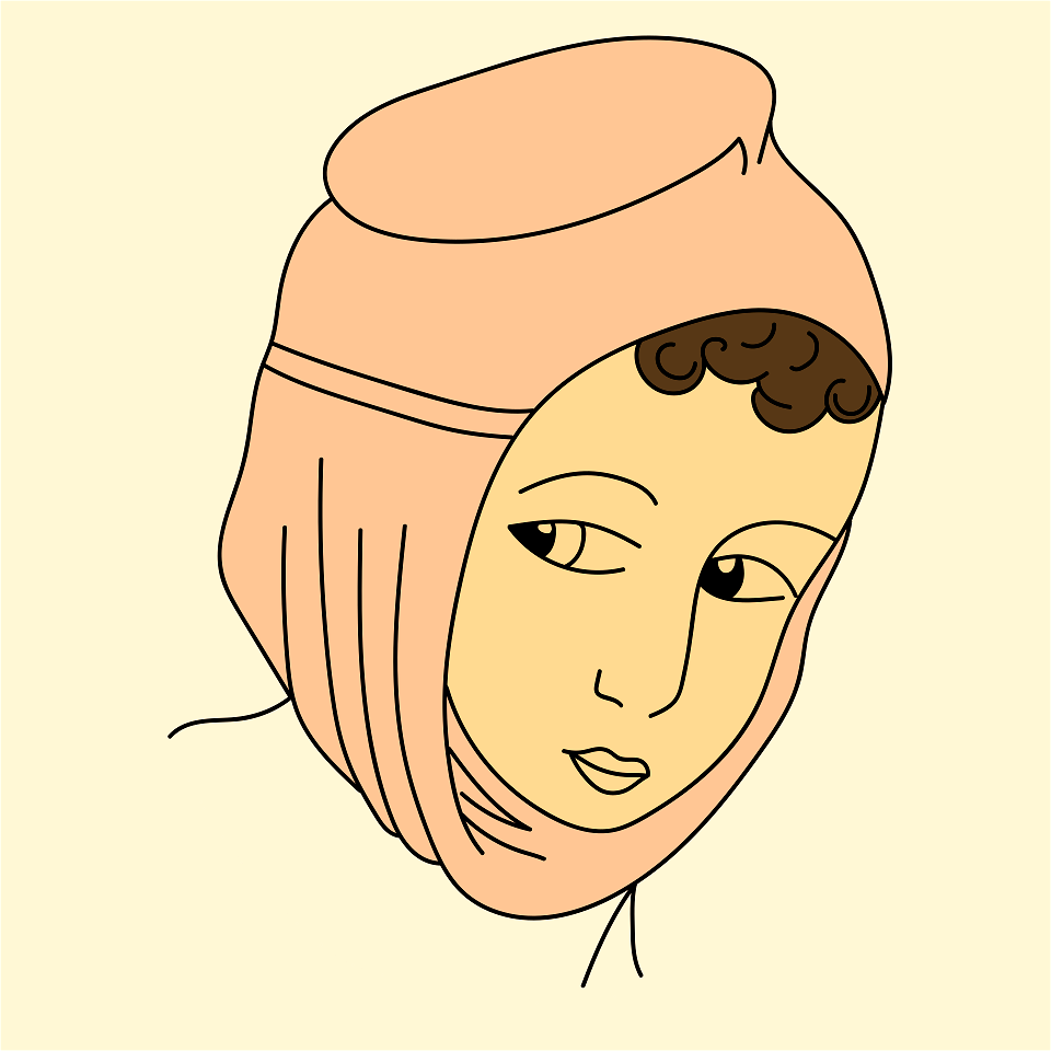 Coiffure of antique Turkish woman. Orange-yellow cloth (Hamdy Bey's excavations.)