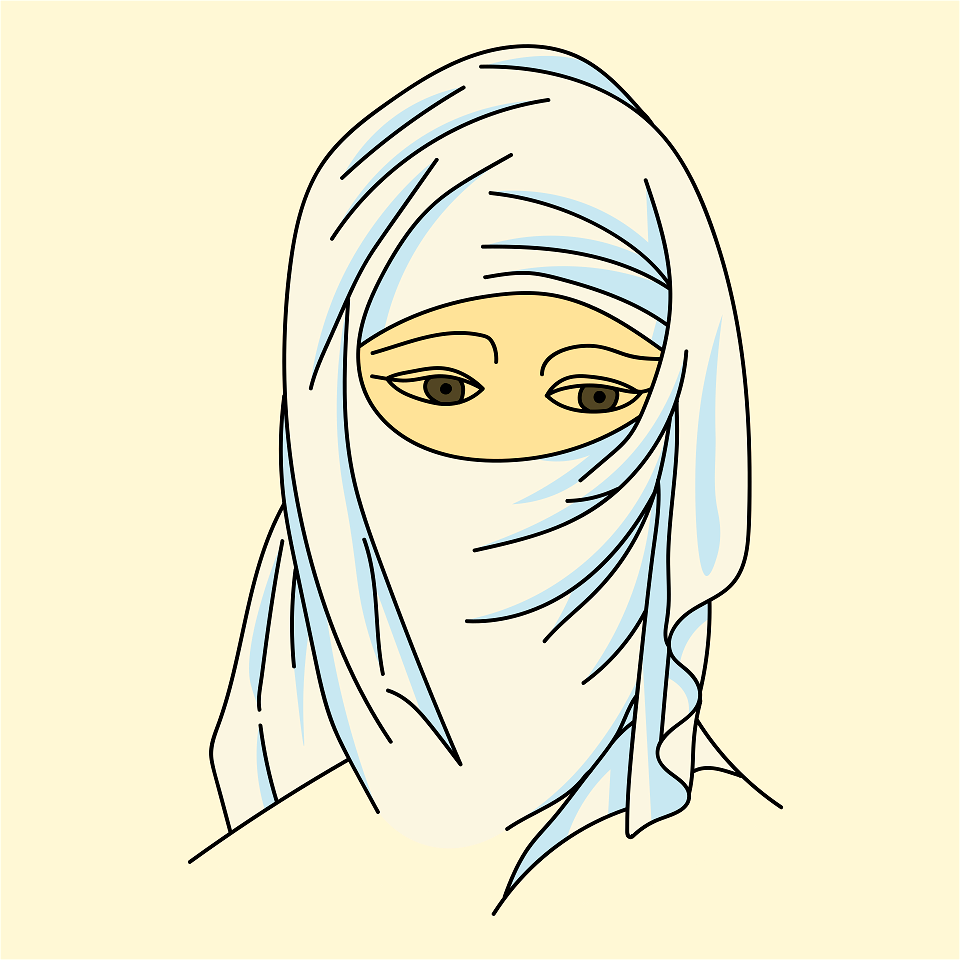 Turkish woman in costume worn at Constantinople. Draped while cloth coiffure