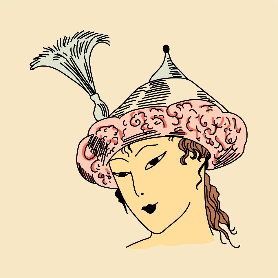 Persian  Pointed turban with egret turned up brim