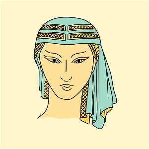 Assyrian woman's embroidered coiffure. Tightly covering the top of the head and falling on one side like a veil