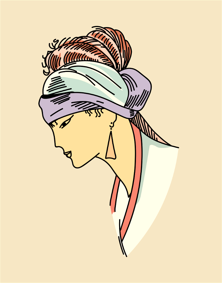 Persian Turban with brim rolled up at back garnished with ostrich feathers