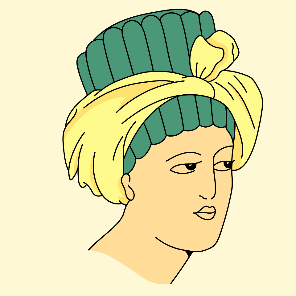 Turban of gala-dress with emerald-green and light chrome