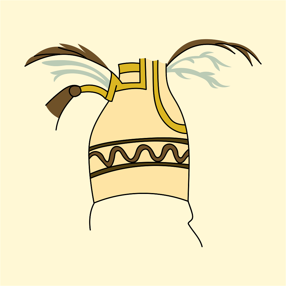Coiffure of a wife of the great lord. Adorned with a tuft of feathers