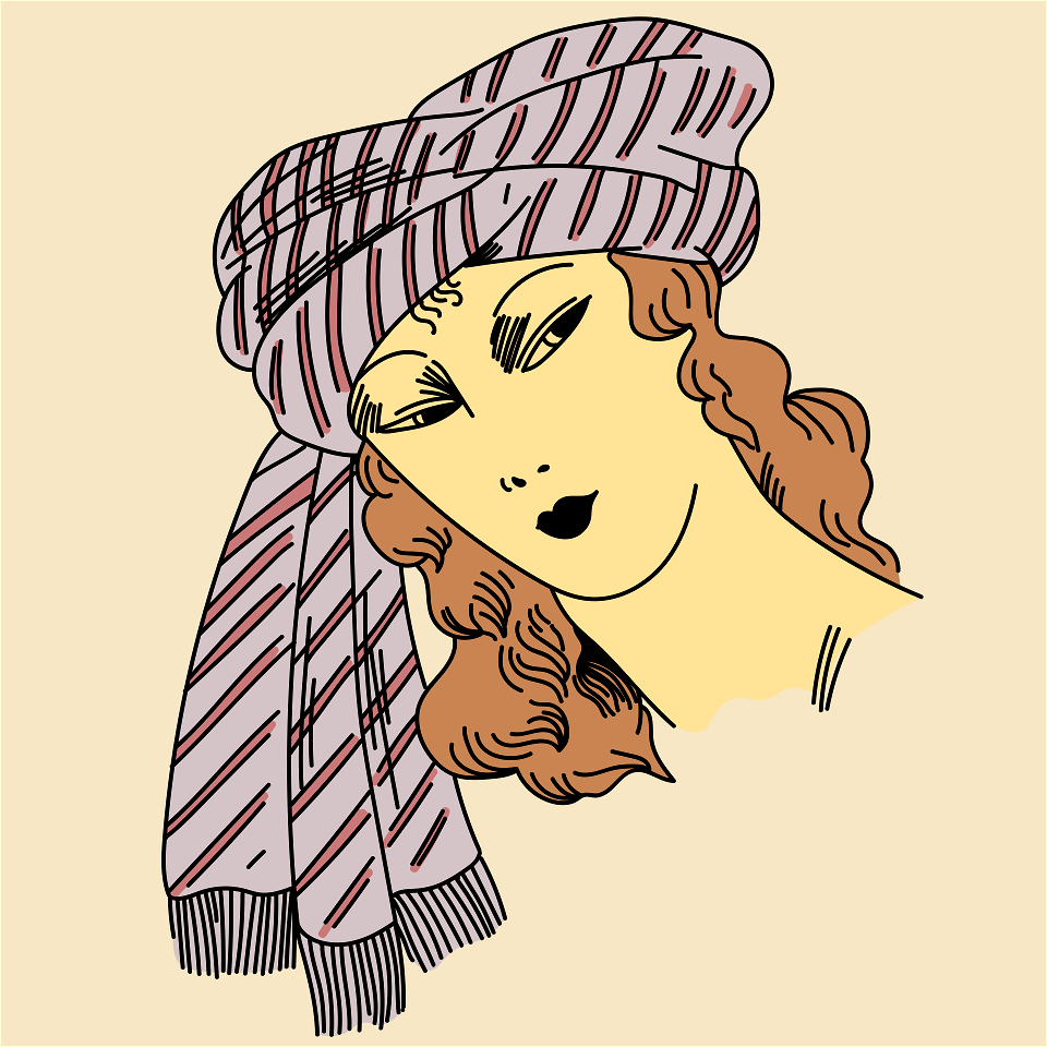 Persian Turban with fringed side-flap gracefully draped