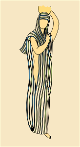 Great striped unending drapery covering the woman