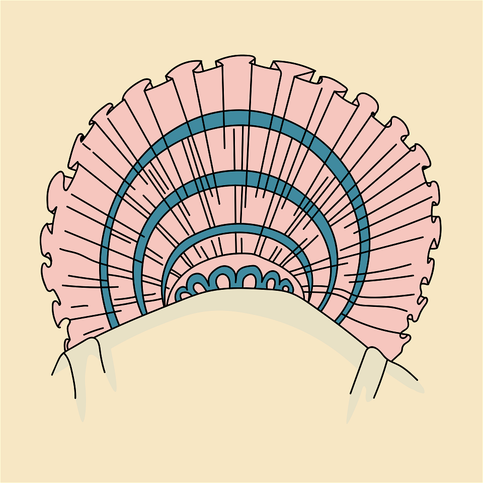 Large pleated collar worn by society lady