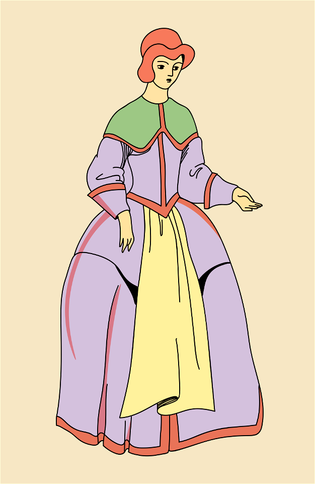 Stuart period. Gathered yellow apron