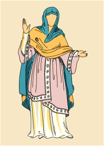 Anglo-Saxon lady wearing Skirt with long tunic covered with sleeveless mantle