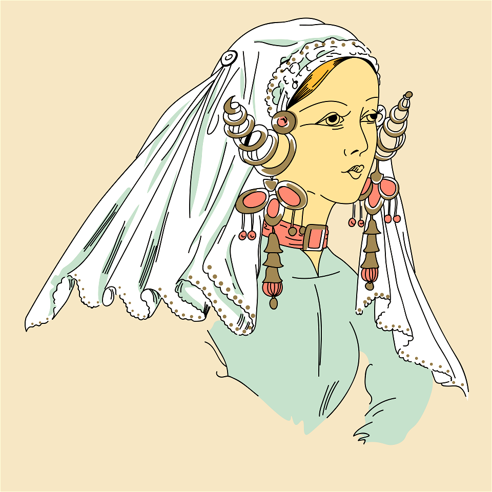 Netherlander in her Sunday headgear veiling her headdress and showing well her forehead
