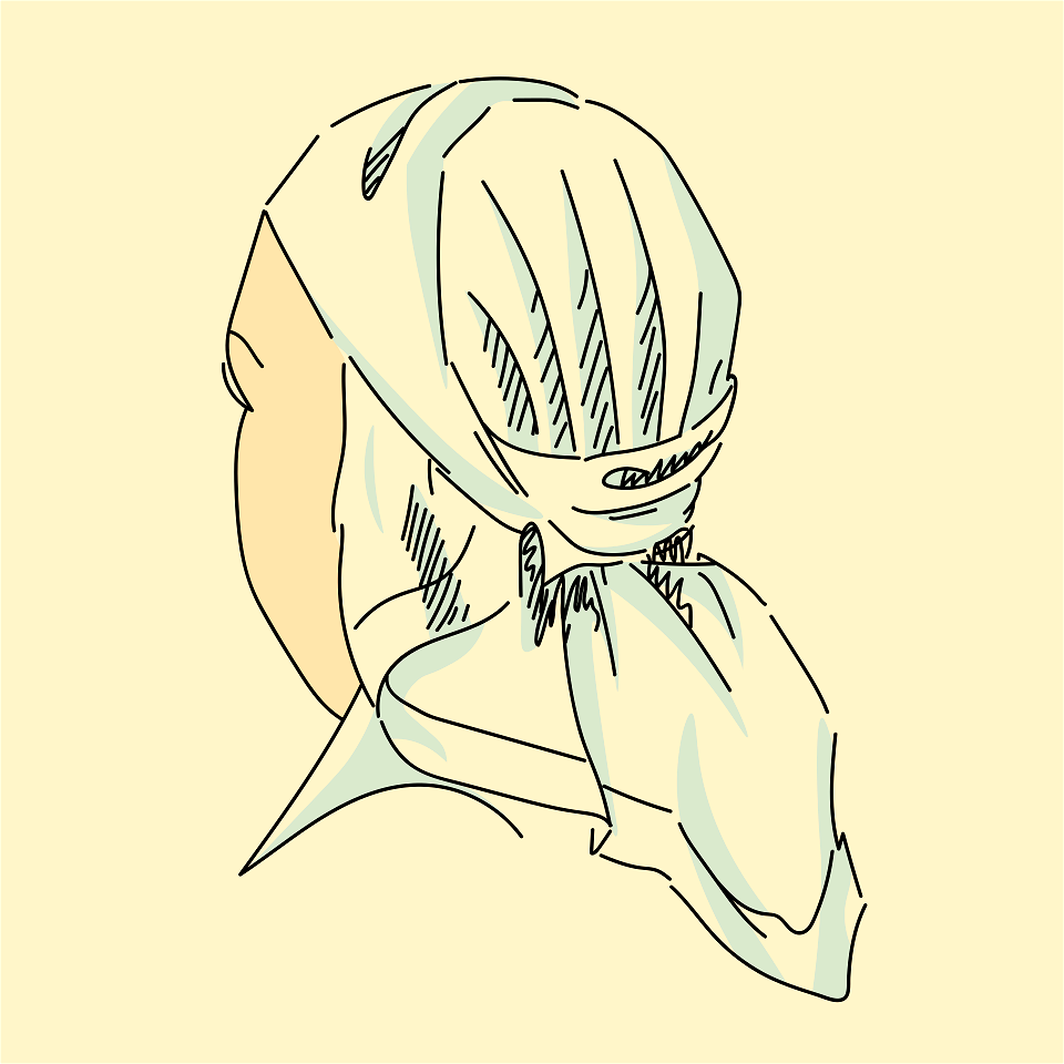 Allerun (Sweden) woman's headdress. Large piece of check cloth tied behind and falling in a point on the back