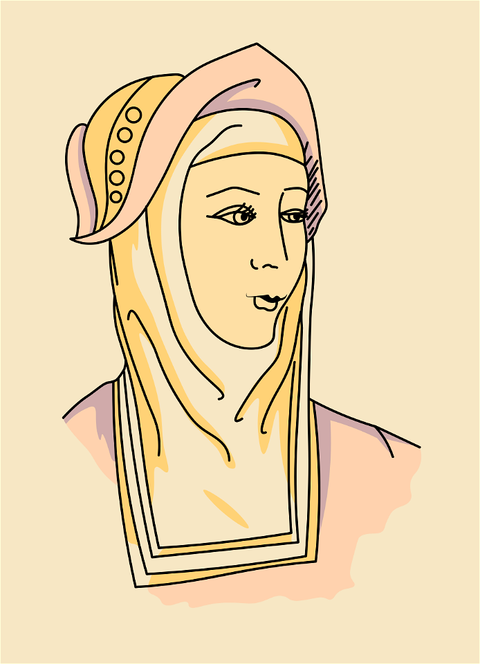 Headdress of a fishwife positioned far in rear on the head and falling down the back
