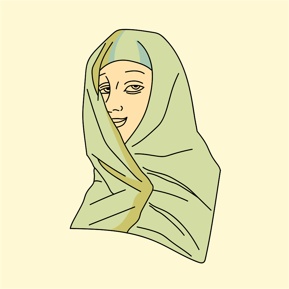 South American headdress. Fabric draped to protect the head with shoulders and the upper part of the torso