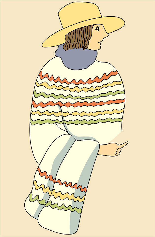 Two striped punchoes worn by Mexican woman