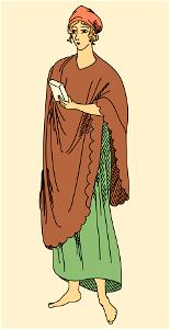Woman of Metz. Draped sleeveless cloak with indented edges