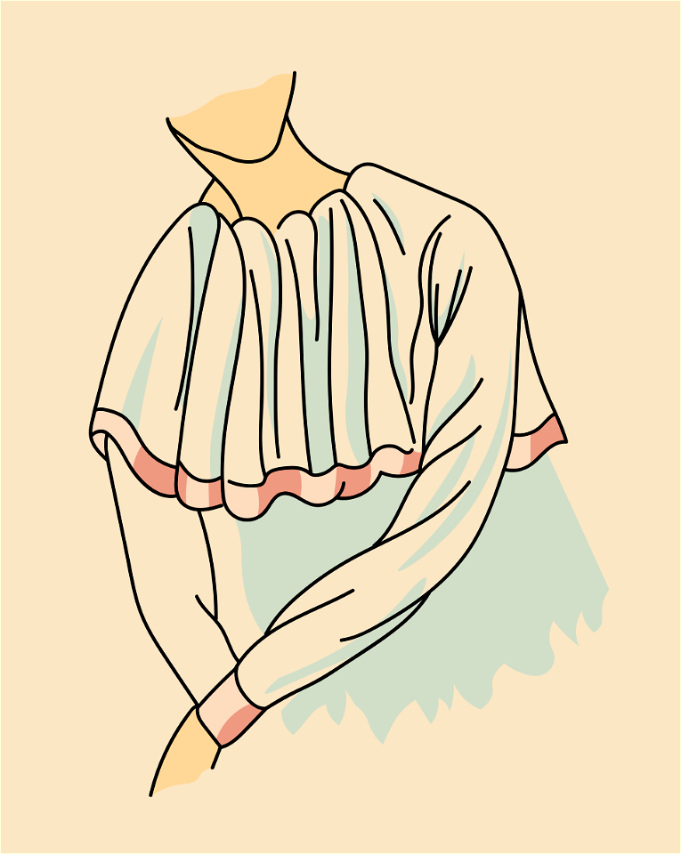 Women of Germania. Silver grey collarette trimmed with cerise