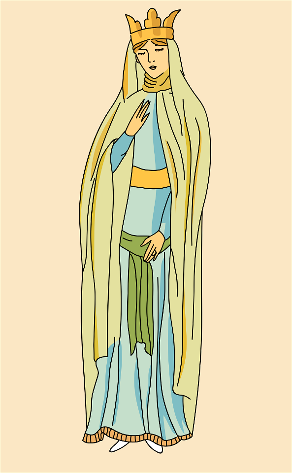 Gallic lady from 6th century. Costume of Fredegonda (mother of Clotairus). Long robe with two belts. One under the breast and the other very loose round the waist.