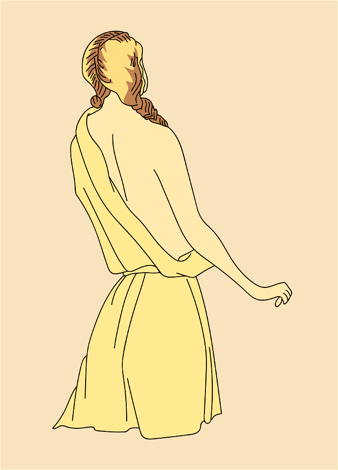 Gallic Tunic draped over one shoulder and held at the waist by a gold girdle
