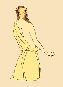Gallic Tunic draped over one shoulder and held at the waist by a gold girdle