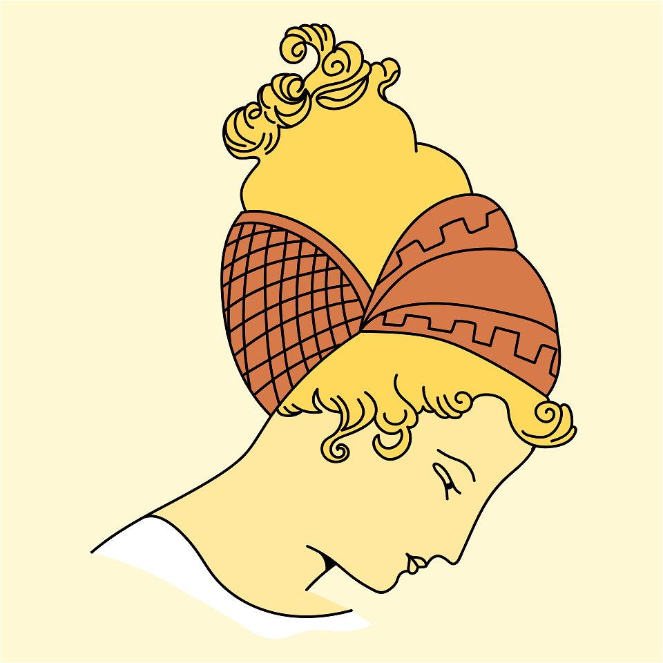 Ancient roman red and black coiffure
