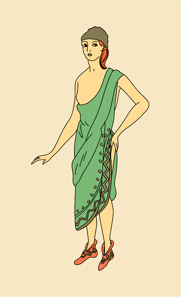 Gown almost of Assyrian inspiration