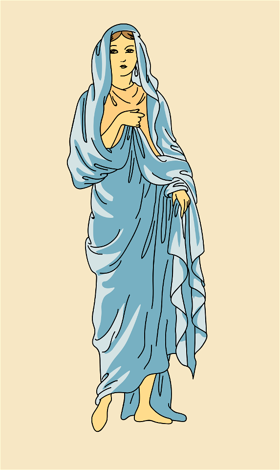 A large piece of material arranged over the head twisted round the arm and falling to the hem of the robe