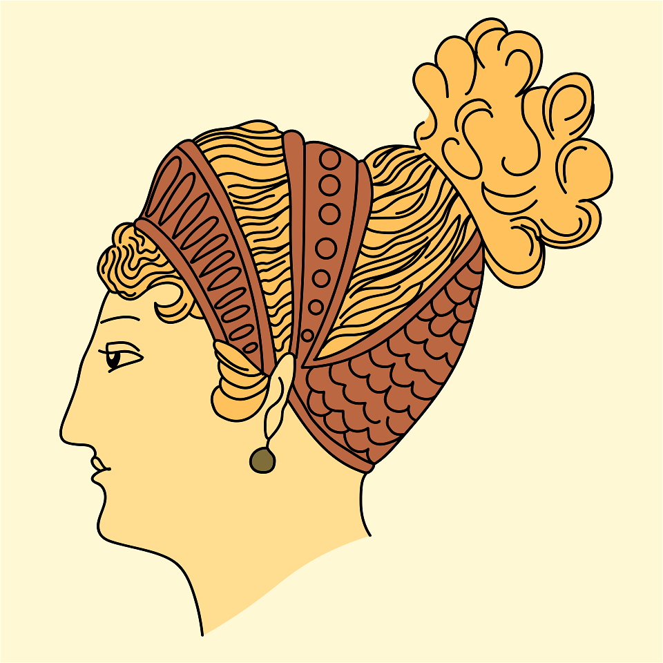 Etruscan red and black coiffure