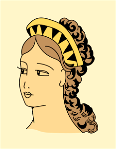Headdress of a Roman lady. A kind of gold tiara encrusted with black pointed teeth