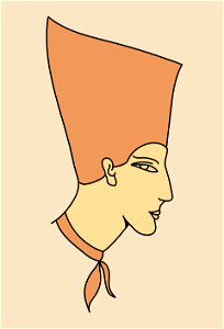 Ancient Egyptian very high-crowned hat. Red ochre