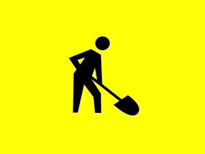 Warning sign yellow road