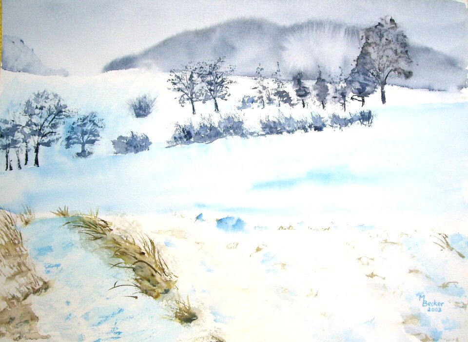 Field trees painting