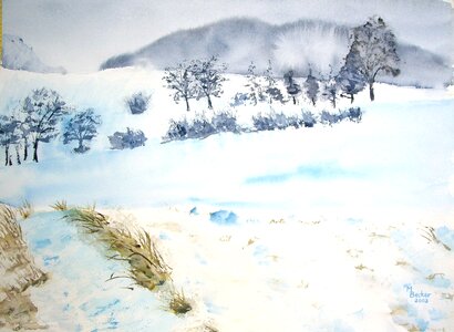 Field trees painting