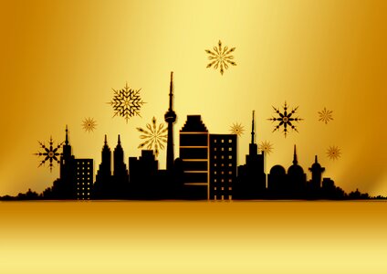 Golden skyline skyscraper