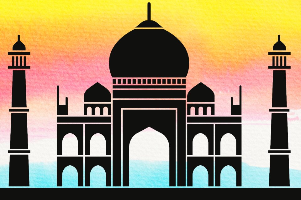 Mausoleum grave mosque watercolour