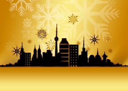 Golden skyline skyscraper