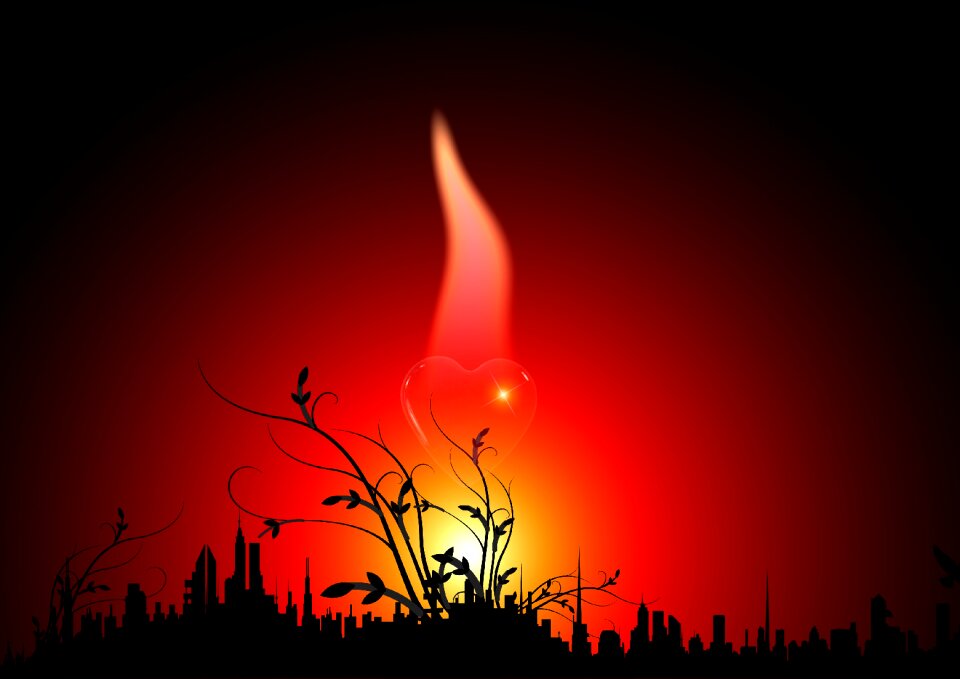 Heart love flame