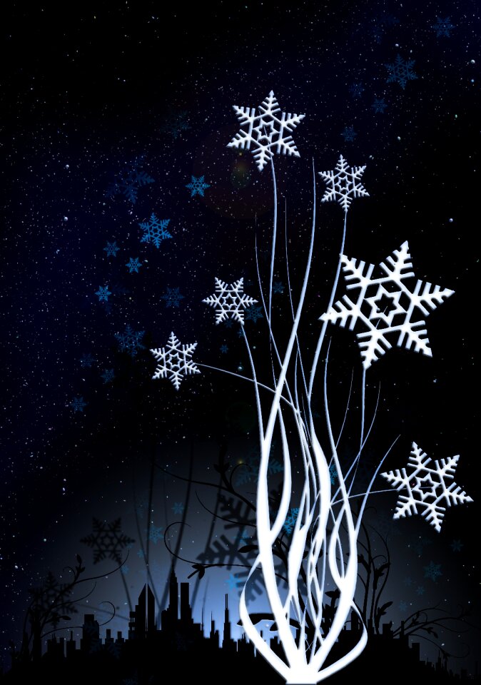 Silhouette snowflakes christmas greeting