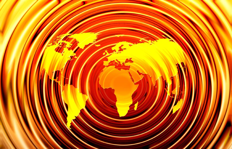 Map of the world circle wave