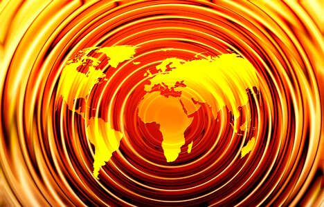 Map of the world circle wave
