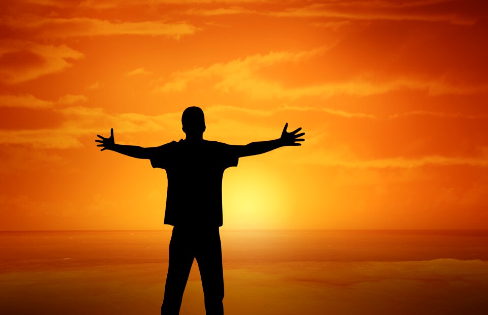 Gesture orange sky silhouette