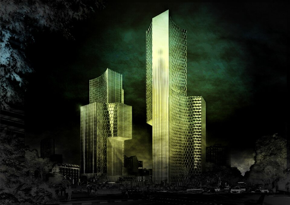 Urban skyscrapers building