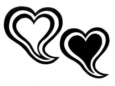 Double heart black and white Free illustrations