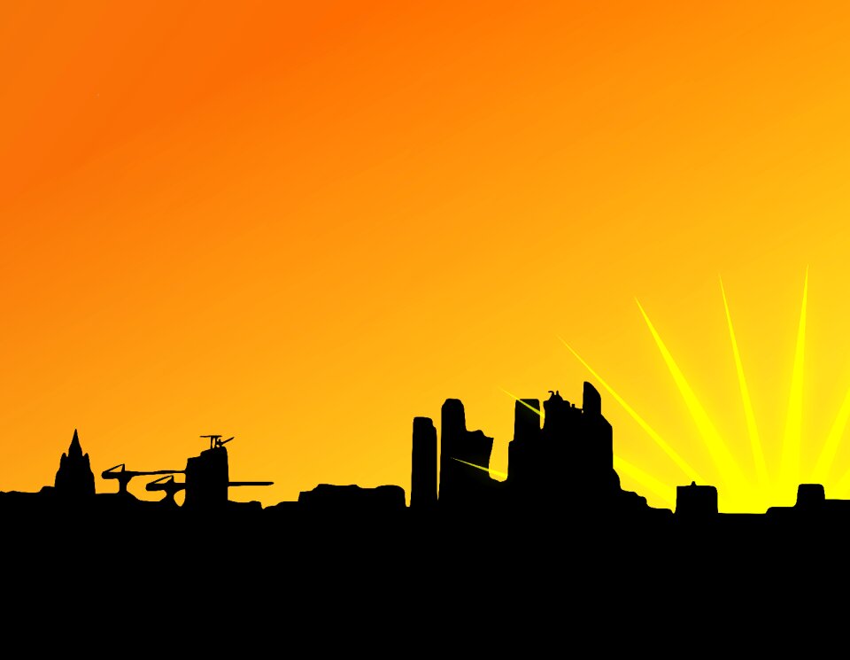 Urban horizon sunrise