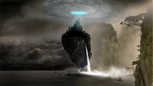 Waterfall cliff ocean