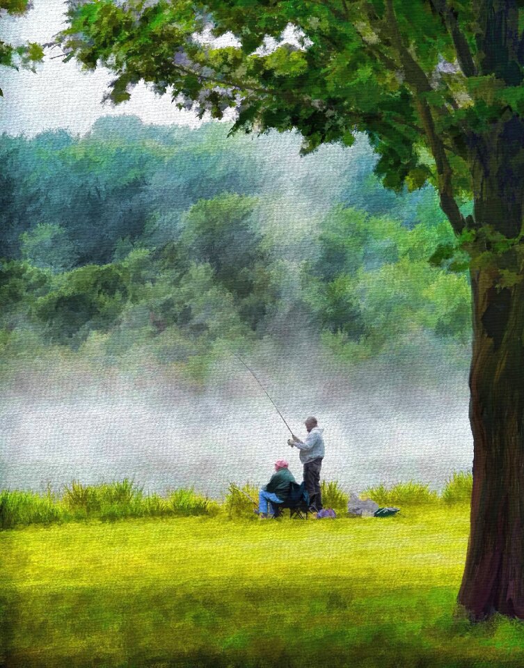 Fishing artwork painting