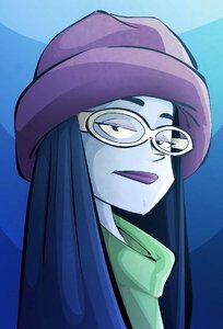 Character glasses long hair