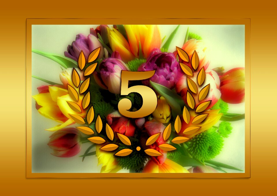 Commemorate bouquet of flowers gold