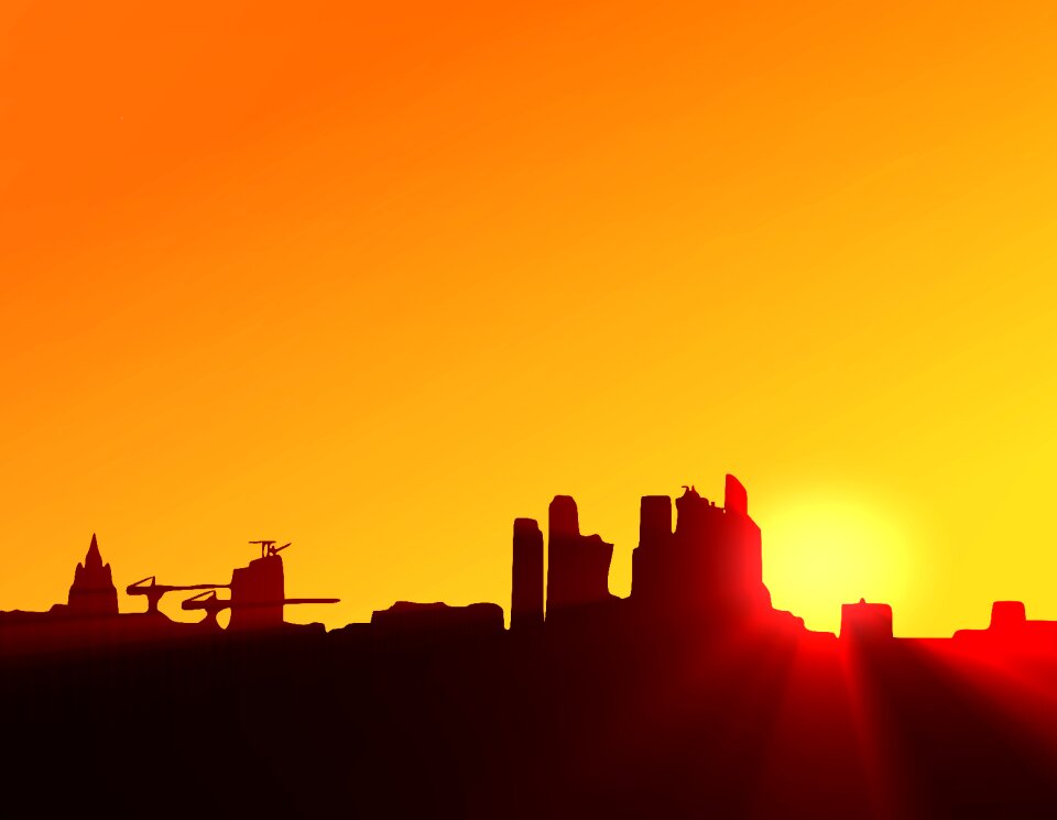 Urban horizon sunrise