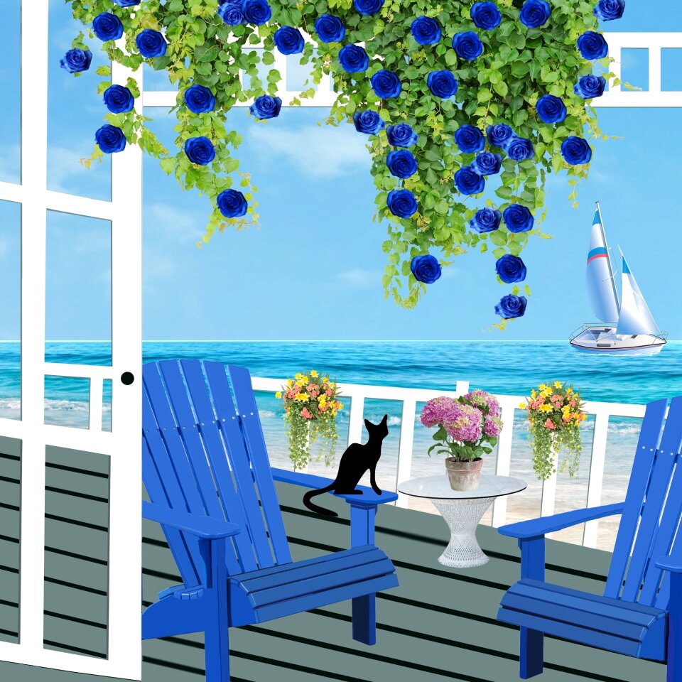 Rattan furniture seaside flower boxes