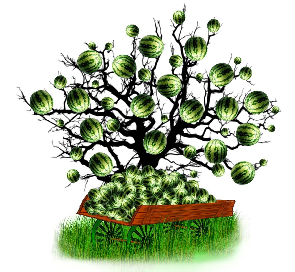 Abstraction on a watermelon abundance cart with watermelon Free illustrations