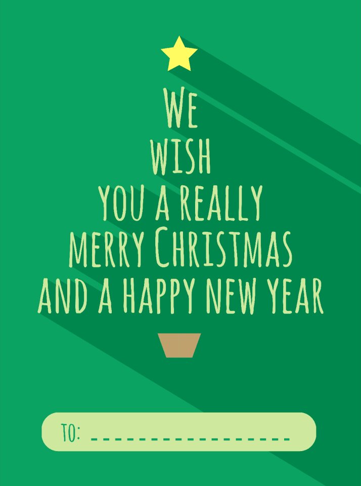 New year christmas tree postcard